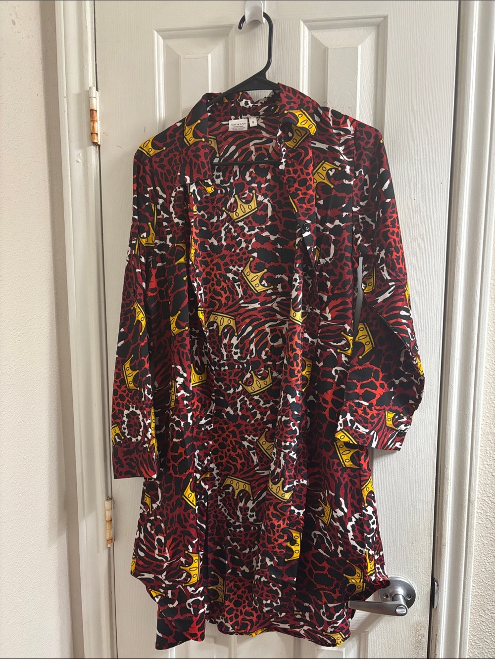 Bold Animal Print Dress with Yellow Crown Motif